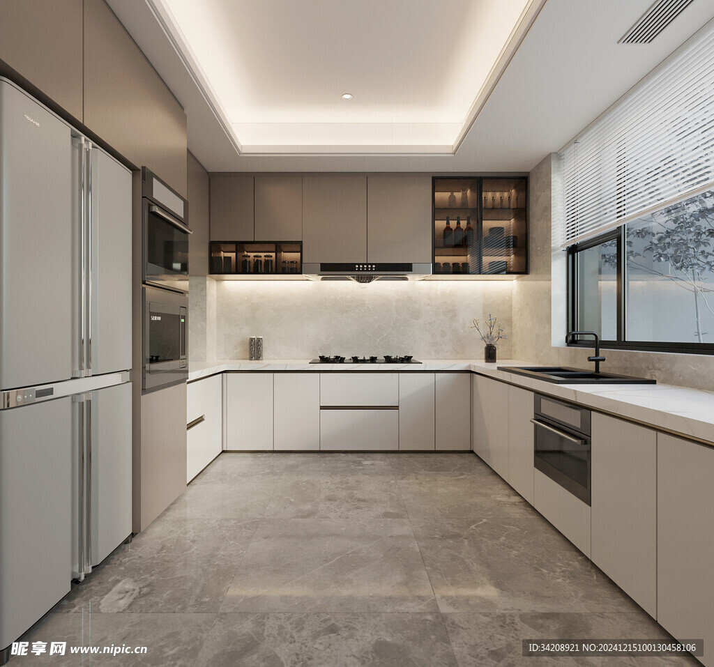 餐厅厨房餐边柜岛台现代简约装修