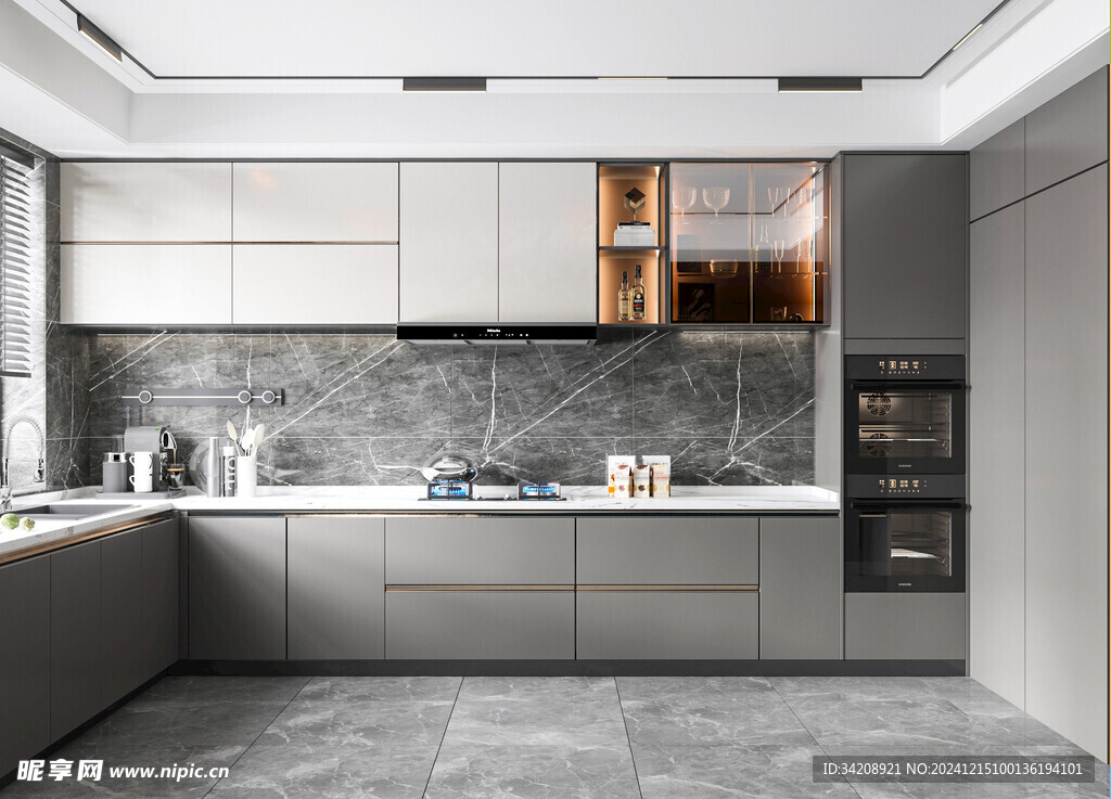 餐厅厨房餐边柜岛台现代简约装修