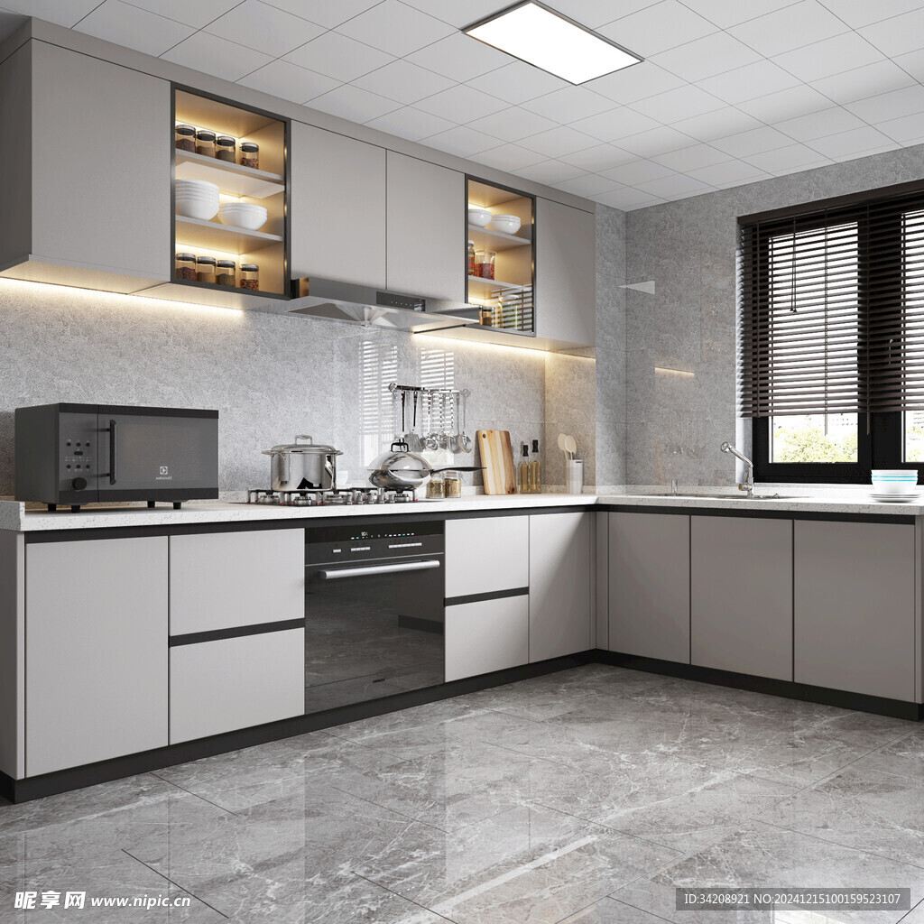 餐厅厨房餐边柜岛台现代简约装修