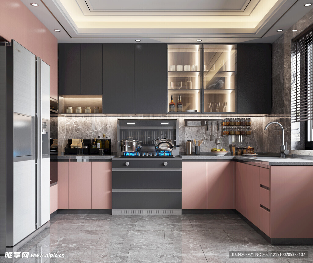 餐厅厨房餐边柜岛台现代简约装修