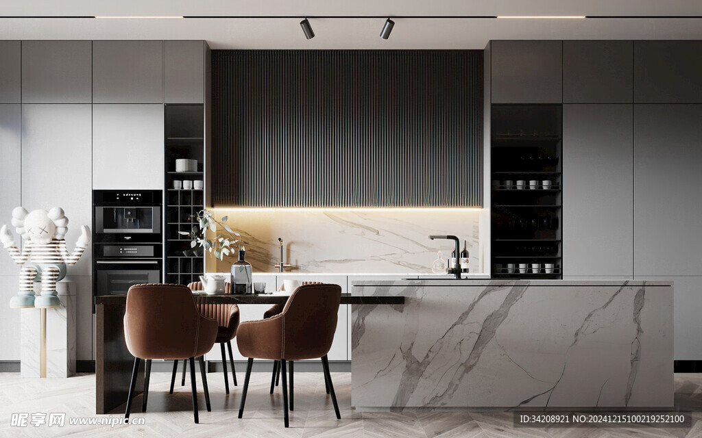 餐厅厨房餐边柜岛台现代简约装修