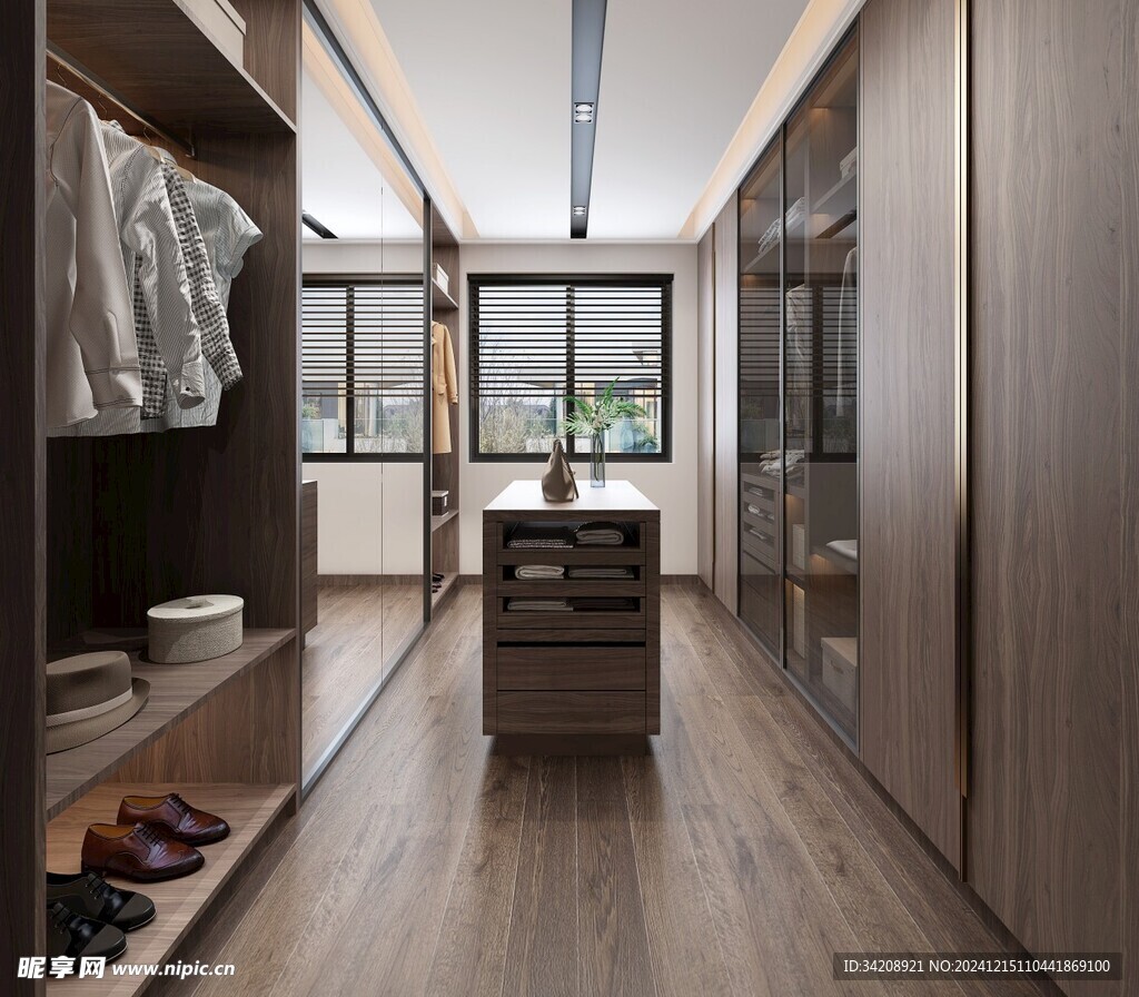 衣帽间卧室柜子新中式简约效果图