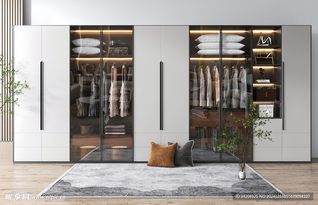 衣帽间卧室柜子新中式简约效果图