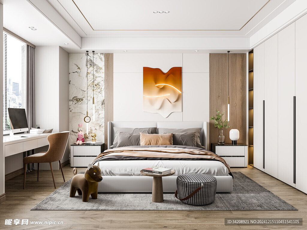 衣帽间卧室柜子新中式简约效果图