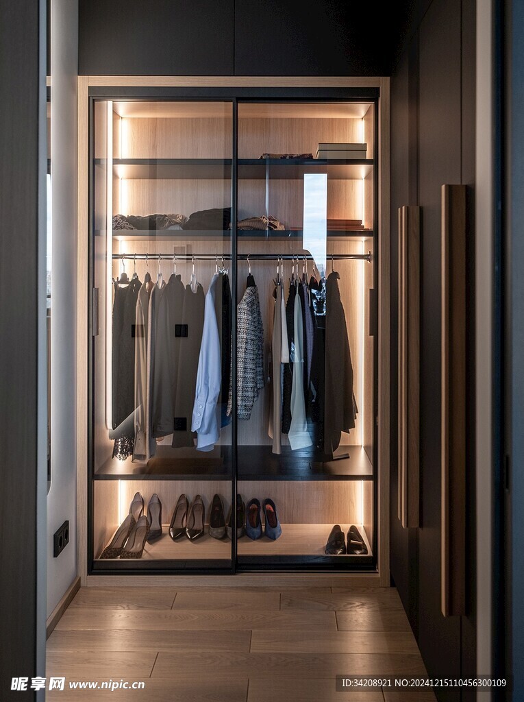 衣帽间卧室柜子新中式简约效果图