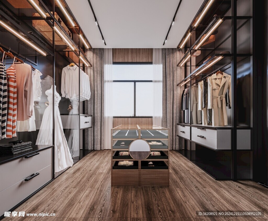 衣帽间卧室柜子新中式简约效果图