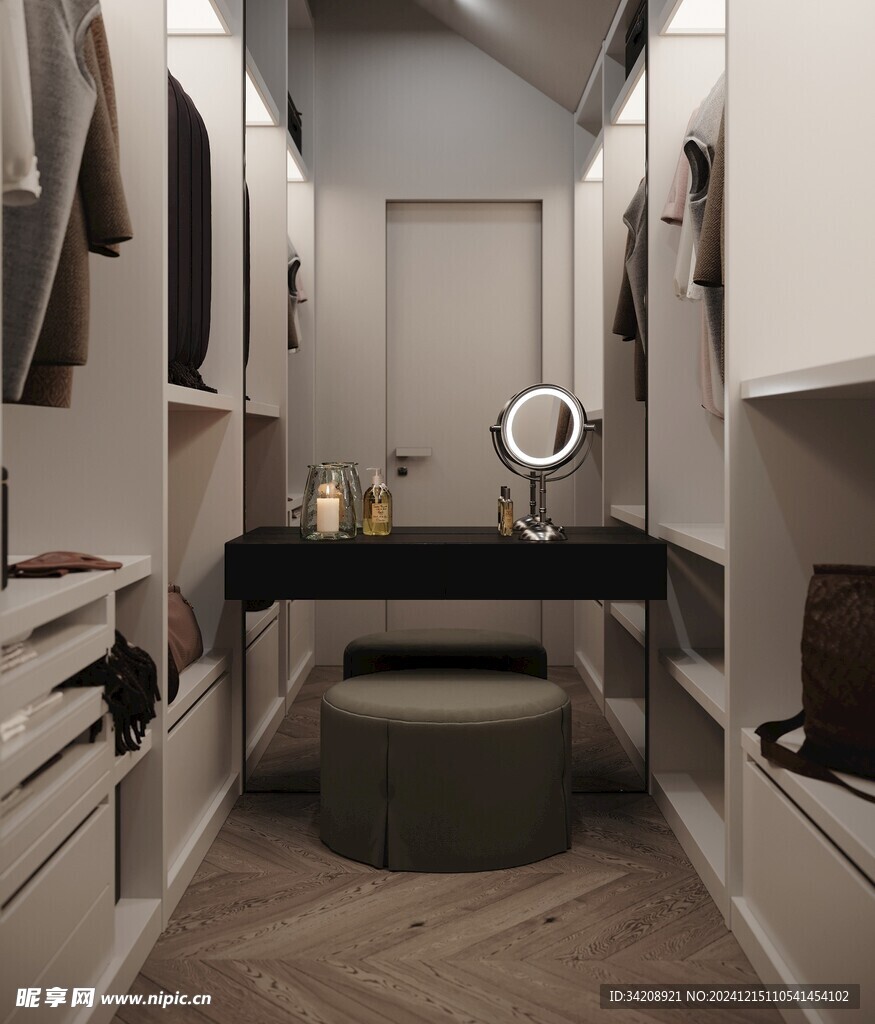 衣帽间卧室柜子新中式简约效果图