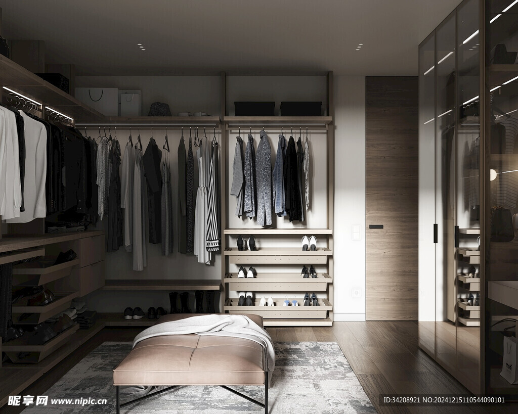 衣帽间卧室柜子新中式简约效果图