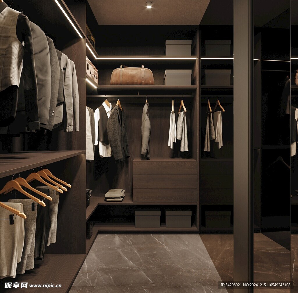 衣帽间卧室柜子新中式简约效果图