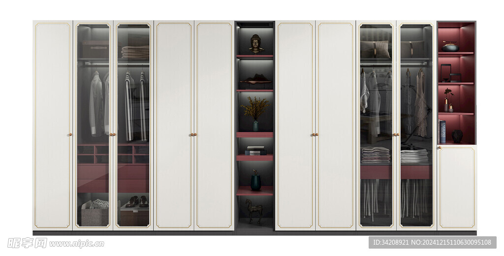 衣帽间卧室柜子新中式简约效果图