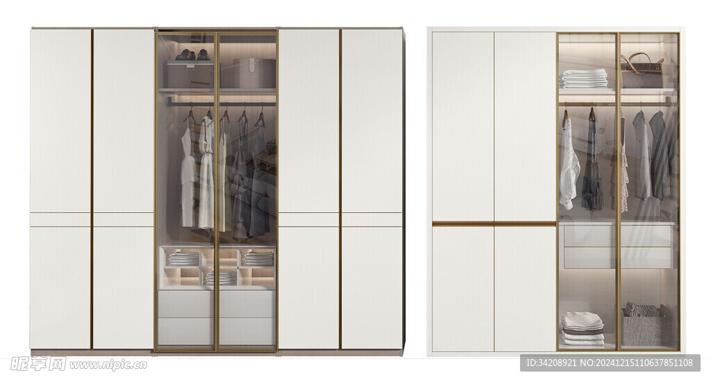 衣帽间卧室柜子新中式简约效果图