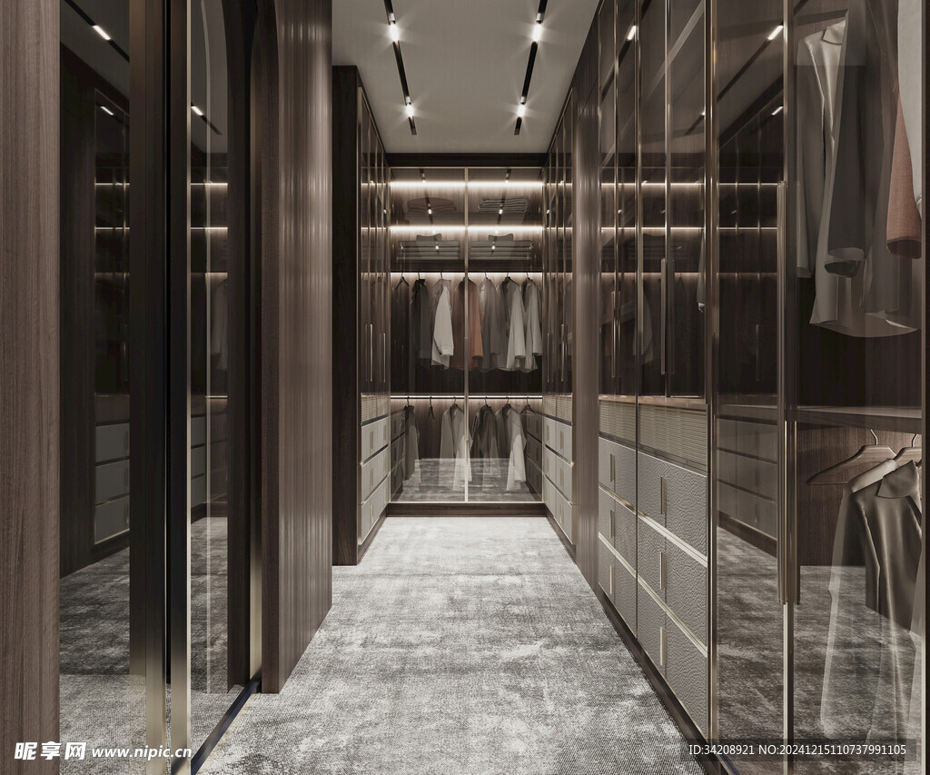 衣帽间卧室柜子新中式简约效果图