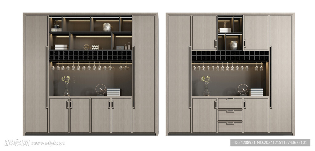 酒柜厨房餐边柜展示柜开放格家装