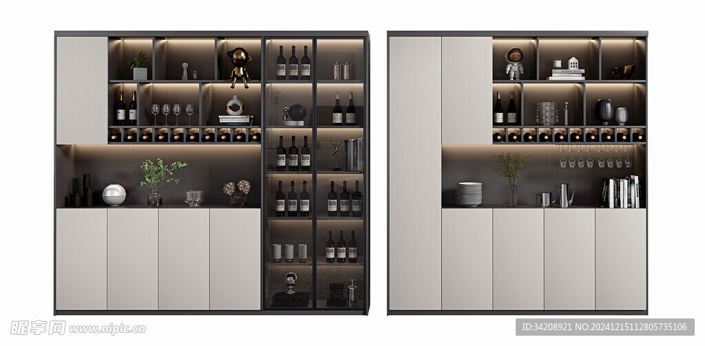 酒柜厨房餐边柜展示柜开放格家装