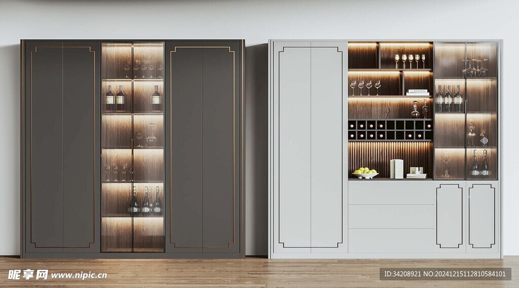 酒柜厨房餐边柜展示柜开放格家装