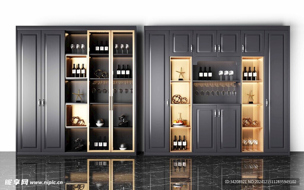 酒柜厨房餐边柜展示柜开放格家装