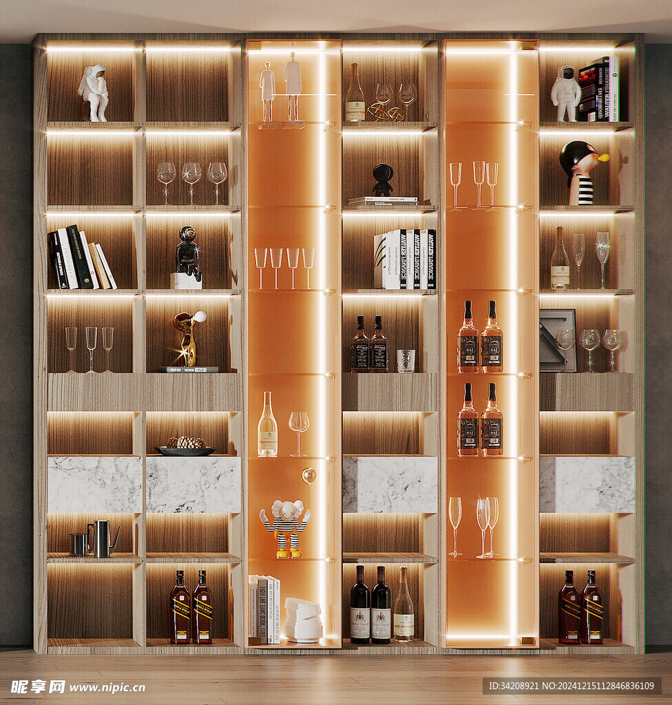 酒柜厨房餐边柜展示柜开放格家装