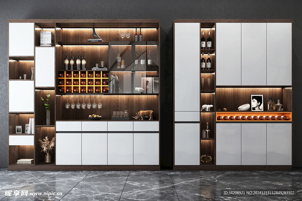 酒柜厨房餐边柜展示柜开放格家装