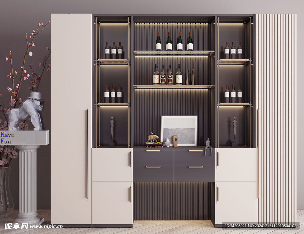酒柜厨房餐边柜展示柜开放格家装