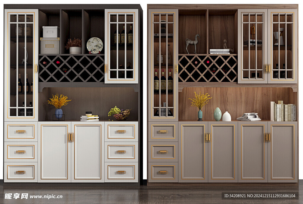 酒柜厨房餐边柜展示柜开放格家装