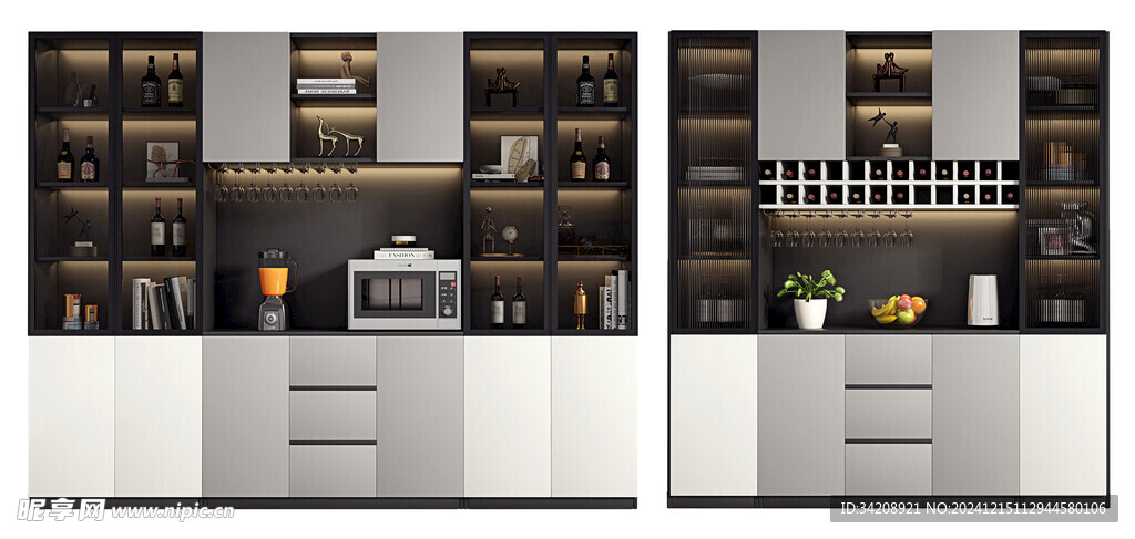 酒柜厨房餐边柜展示柜开放格家装