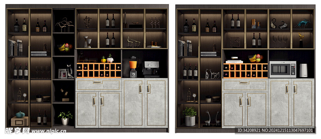 酒柜厨房餐边柜展示柜开放格家装