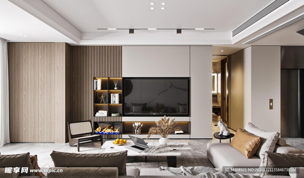 电视机满墙柜客厅装饰现代简约风