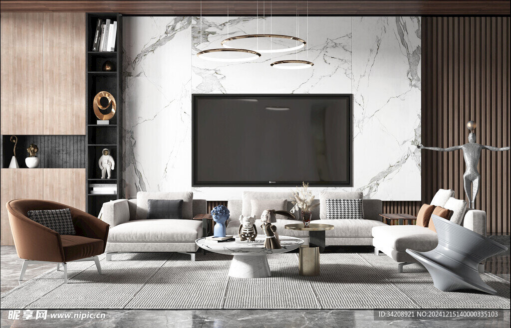 电视机满墙柜客厅装饰现代简约风