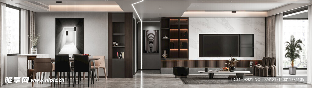 电视机满墙柜客厅装饰现代简约风