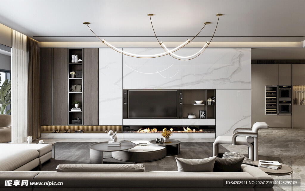 电视机满墙柜客厅装饰现代简约风