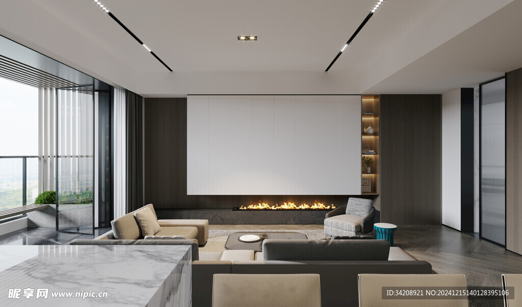 电视机满墙柜客厅装饰现代简约风