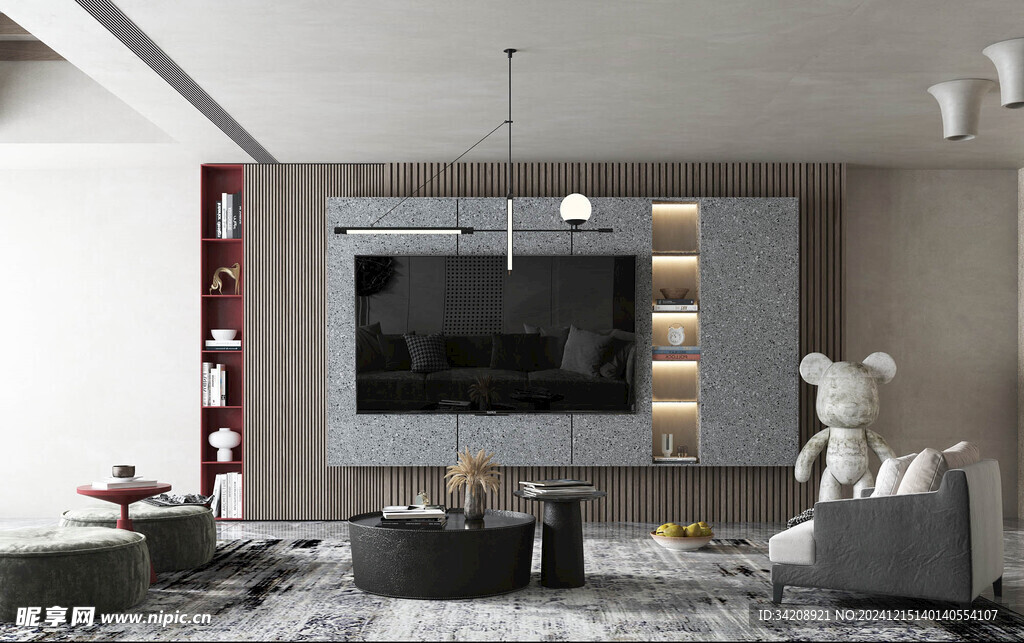 电视机满墙柜客厅装饰现代简约风