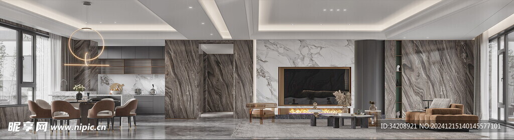 电视机满墙柜客厅装饰现代简约风