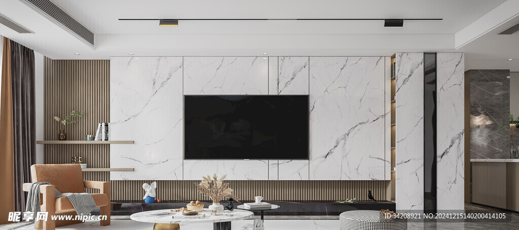 电视机满墙柜客厅装饰现代简约风