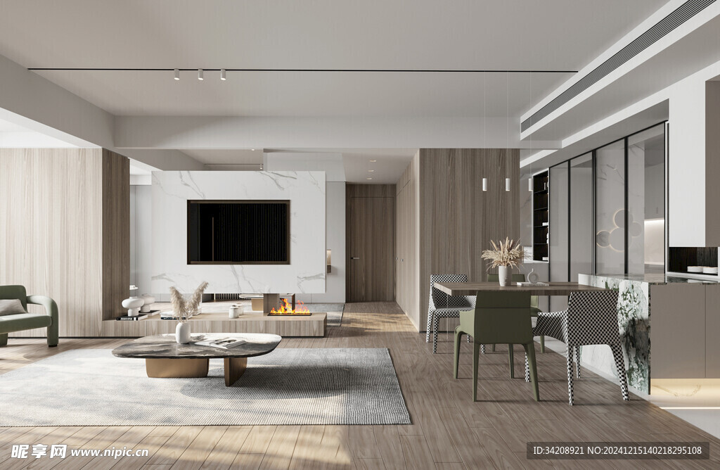 电视机满墙柜客厅装饰现代简约风