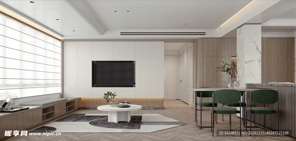 电视机满墙柜客厅装饰现代简约风