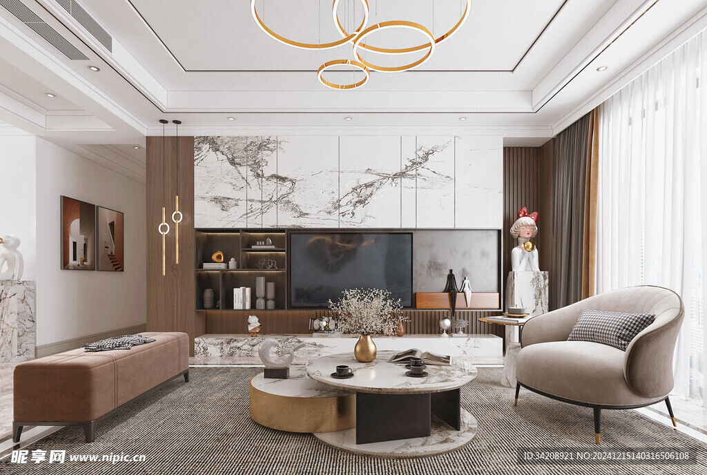 电视机满墙柜客厅装饰现代简约风