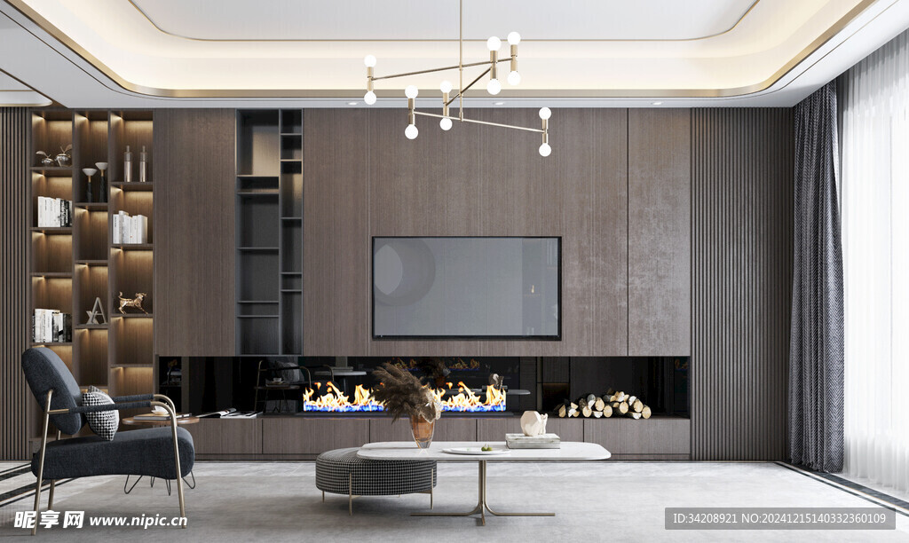 电视机满墙柜客厅装饰现代简约风