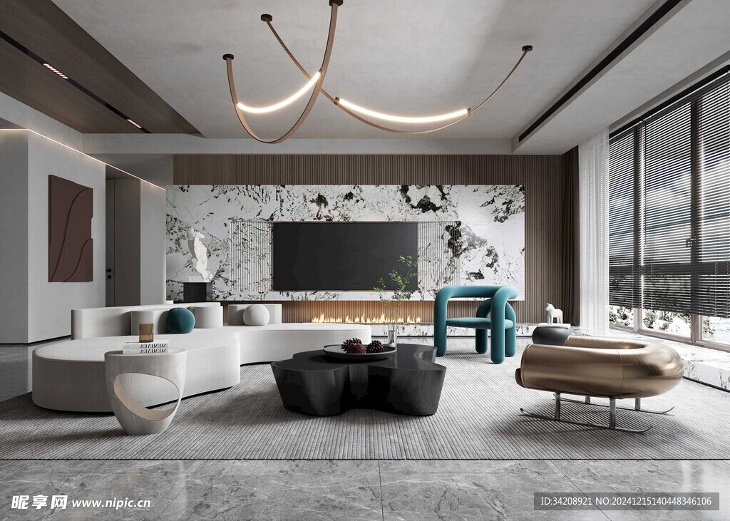 电视机满墙柜客厅装饰现代简约风