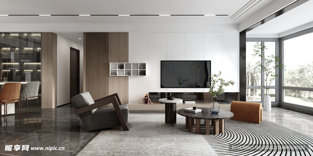 电视机满墙柜客厅装饰现代简约风