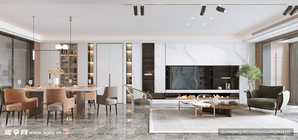 电视机满墙柜客厅装饰现代简约风