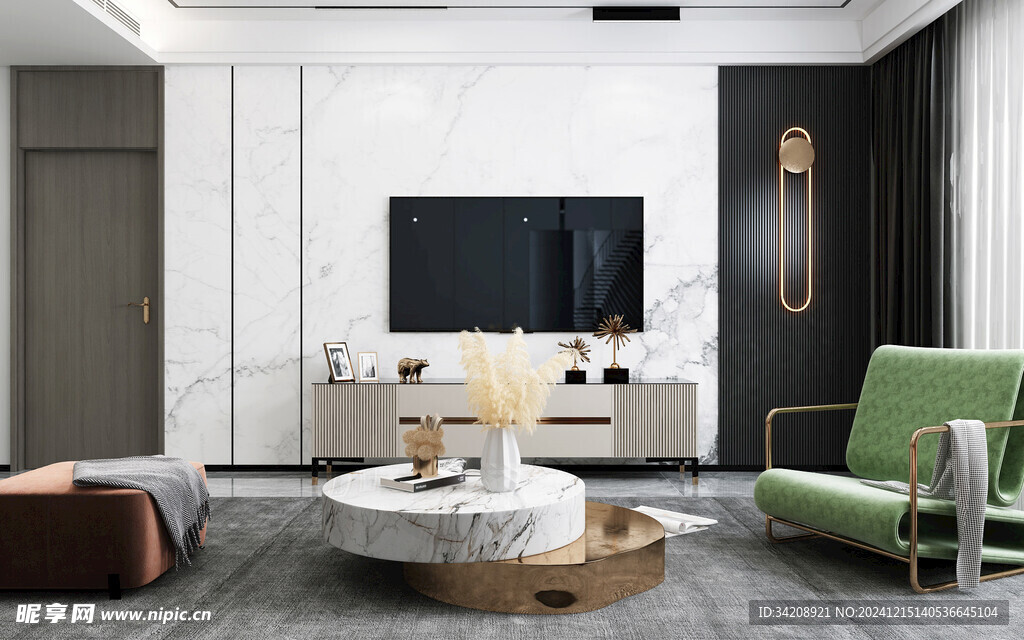 电视机满墙柜客厅装饰现代简约风