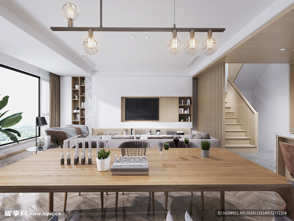 电视机满墙柜客厅装饰现代简约风