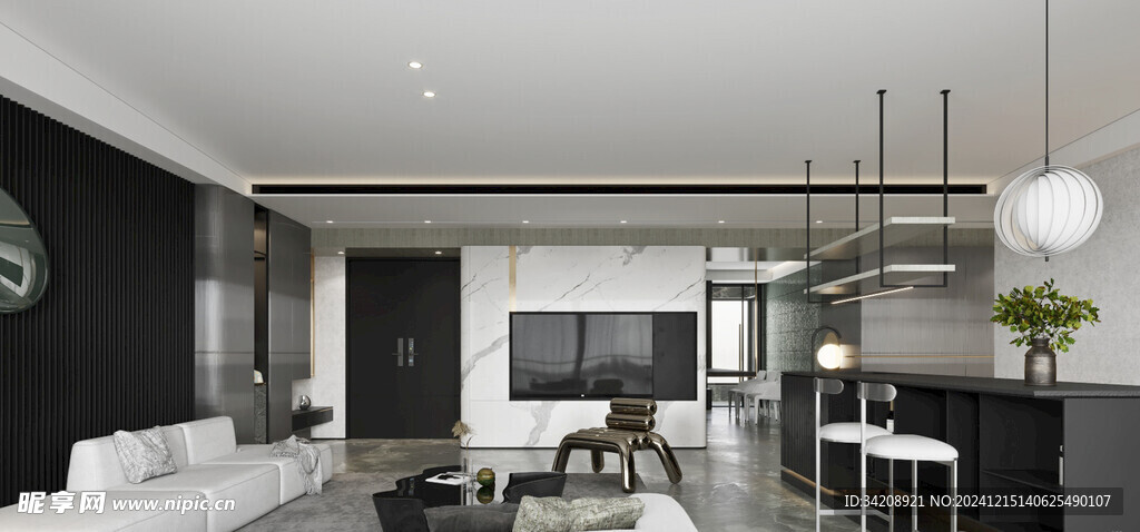 电视机满墙柜客厅装饰现代简约风