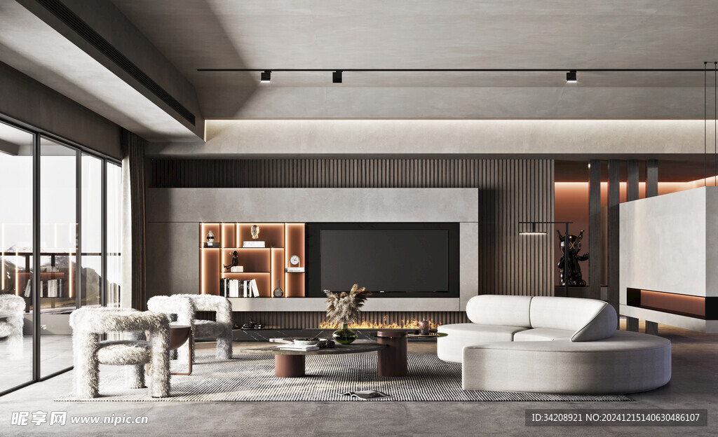 电视机满墙柜客厅装饰现代简约风