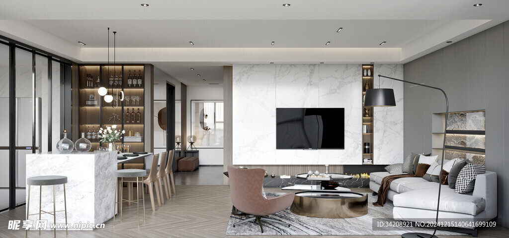 电视机满墙柜客厅装饰现代简约风