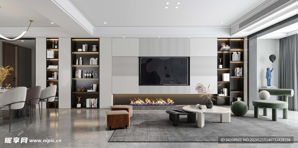 电视机满墙柜客厅装饰现代简约风