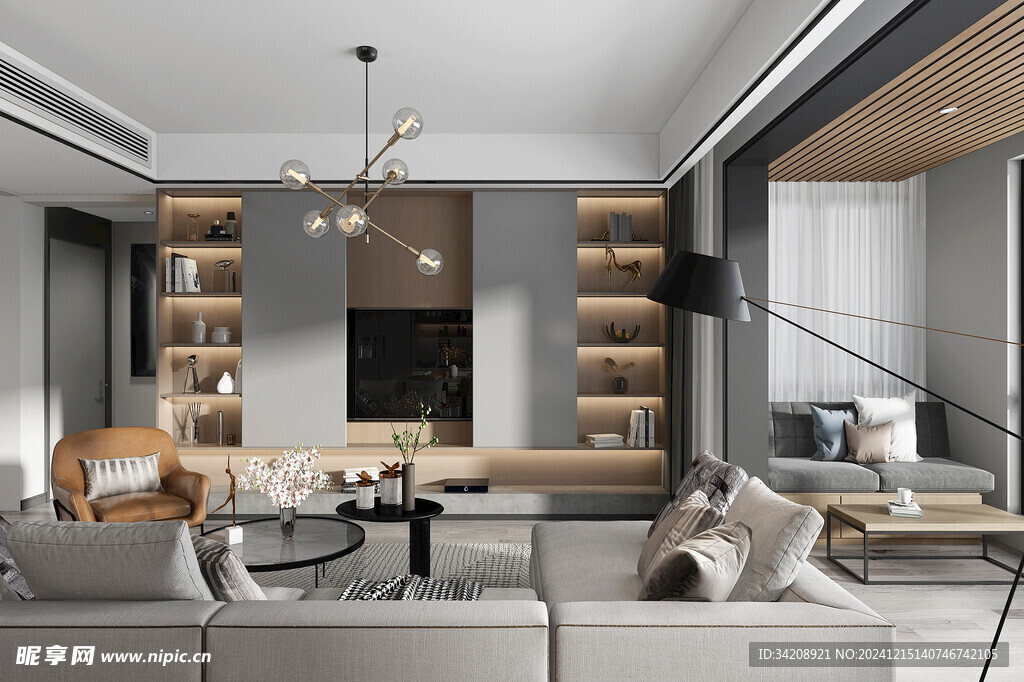 电视机满墙柜客厅装饰现代简约风