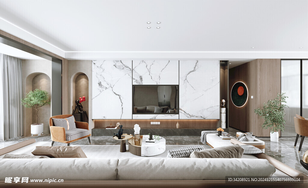 电视机满墙柜客厅装饰现代简约风