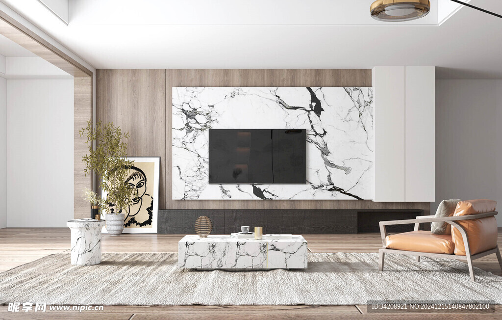 电视机满墙柜客厅装饰现代简约风